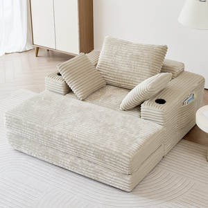 Fauteuil convertible luxueux en velours côtelé avec rangement, canapé <span class=keywords><strong>futon</strong></span> pliable pour hôtel, appartement, salon - Product Image 3