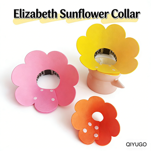Collar de recuperación para gatos de fieltro suave, cono elisabético lavable anti-lamido con diseño de girasol para después de cirugía, para gatitos - Product Image 4