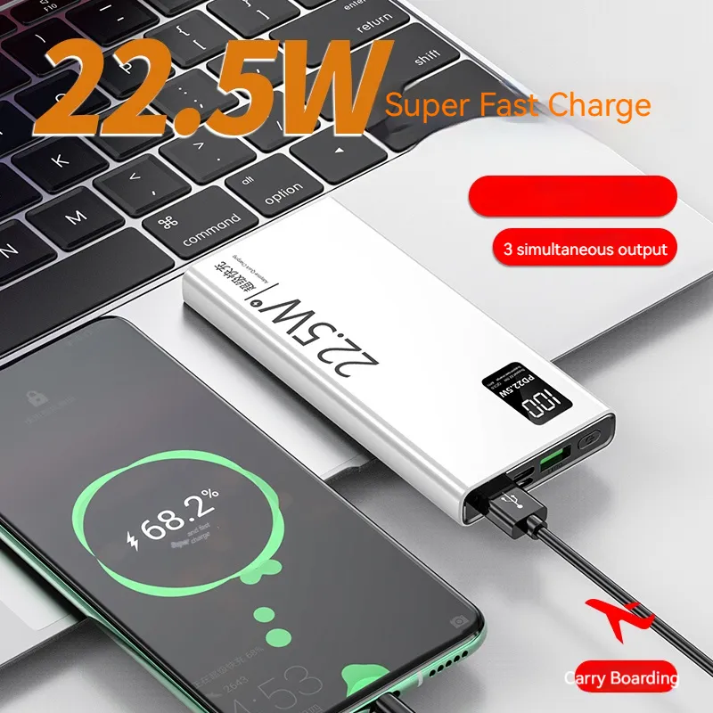 Banque d'alimentation USB haute capacité 22.5W 10000 Mah 20000 Mah charge rapide avec banque d'alimentation à affichage LED