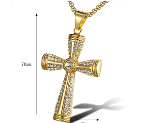 Collier Croix Minimaliste <span class=keywords><strong>en</strong></span> Acier Inoxydable avec Pendentif Zircon Mignon – Vente <span class=keywords><strong>en</strong></span> Gros de Bijoux Tendance - Product Image 4