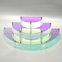 Présentoir en acrylique semi-circulaire irisé arc-en-ciel à 3 niveaux pour parfums et cupcakes – Vente en gros