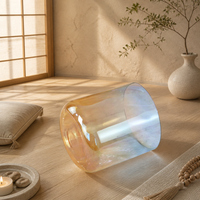 Bol chantant en quartz d'alchimie pur à 99,99 %, professionnel, 440 Hz/432 Hz, dégradé bleu/jaune, pour la thérapie sonore par vibration