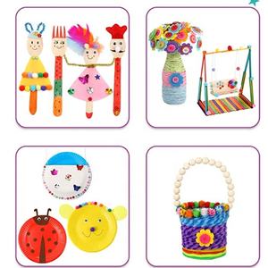 Kit de loisirs créatifs DIY pour enfants, best-seller, avec énorme pot de bâtonnets de coton et pompons, en plastique durable, pour la créativité, A-mazon - Product Image 4