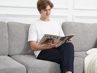 F&J Home Ecksofa Übergroßes U-förmiges Modulares Sofa PU-Material Breiter Tiefer Sitz Komfortables Graues Cloud-Set