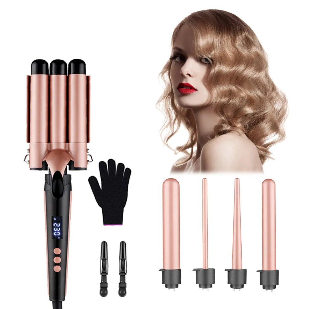 3 Barrel 360 Rotating Curling Hair Curler Automatic 5 In 1 Hair Styler Hot Iron Curler Rollers 3 Barrel Ceramic Ionic