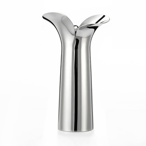 Vase à pétales en acier inoxydable DZMT, vase à fleurs moderne argenté pour la décoration de la maison - Product Image 2