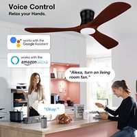 Ventilateur de plafond LED à moteur CC de 110V à 220V avec éclairage et télécommande Design moderne pour la maison 52 pouces à pales en bois massif