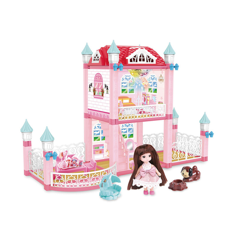 Luxury barbie dream house for preschool doll house girls with music and light with doll family