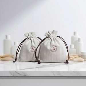 Minimalist Style Recyclable Herringbone Pattern Ornaments Bag Cotton Drawstring Bag Jewelry Party Wedding Bulk Gift Bag - Product Image 1