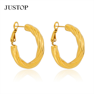 Trending <b>Hook</b> Hoop <b>Earrings</b> 18K Gold Plated Stainless Steel Hypoallergenic Women's Fashion Jewelry - Product Image 1