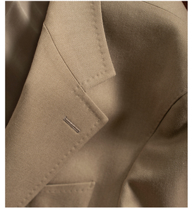 Mezcla gruesa 563G Vintage para hombre traje de soldado Sarga de <span class=keywords><strong>tres</strong></span> granos traje de doble botonadura hombre de negocios Casual Formal <span class=keywords><strong>pico</strong></span> traje de solapa - Product Image 3