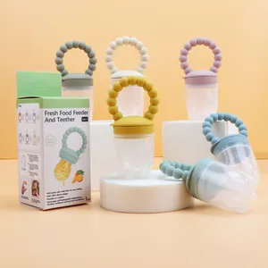 Pezón retráctil para dentición de jugo para niños, fruta suave para bebés, alimentación fresca de grado alimenticio, chupete de silicona sin BPA para bebés