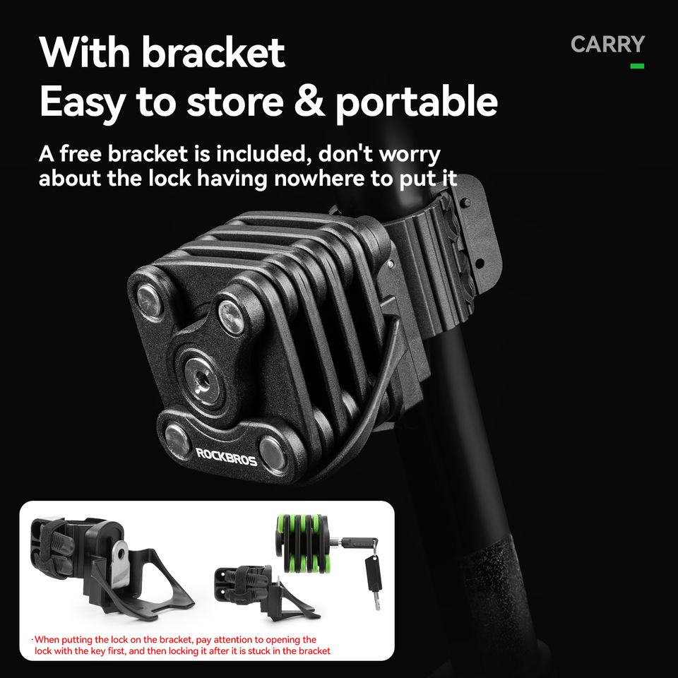 ROCKBROS Innovative Alloy Steel Folding Bike Lock Anti-Theft Chain ...