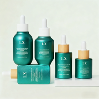 Botol Minyak Esensial Kustom Dengan Tutup Bambu 15ml 20ml 1oz 50ml Botol Serum Wajah Mewah Kaca Hijau Matte Persegi 30ml