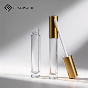 Individuelle Logo-Drucke auf pinkfarbenen, mattierten Lipgloss-Tuben mit transparentem Kunststoff für Kosmetikverpackungen, UV-/Siebdruck. - Product Image 4