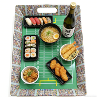 Plateau carré en mélamine de 14 pouces au design rétro de jeu de football, plateau de service rustique pour collations et boissons