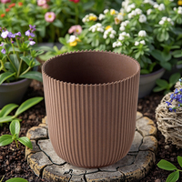 Pot de fleurs rond en composite WPC durable, léger et écologique XF-J019 avec une capacité de 2,5 L pour la décoration de jardin d'extérieur à domicile