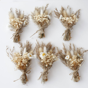 Mini-bouquet de plumes de gypsophile séchées naturelles et queues de lapin pour décoration de mariage rustique et centre de table, idéal comme cadeau - Product Image 1