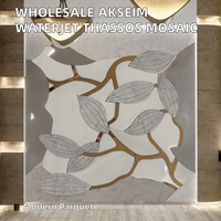 Mosaïque en pierre blanche Thassos à motif floral, découpe jet d'eau, pour revêtement mural intérieur moderne, hôtels, parquets, salles de bain et cuisines - Vente en gros AKSEIM