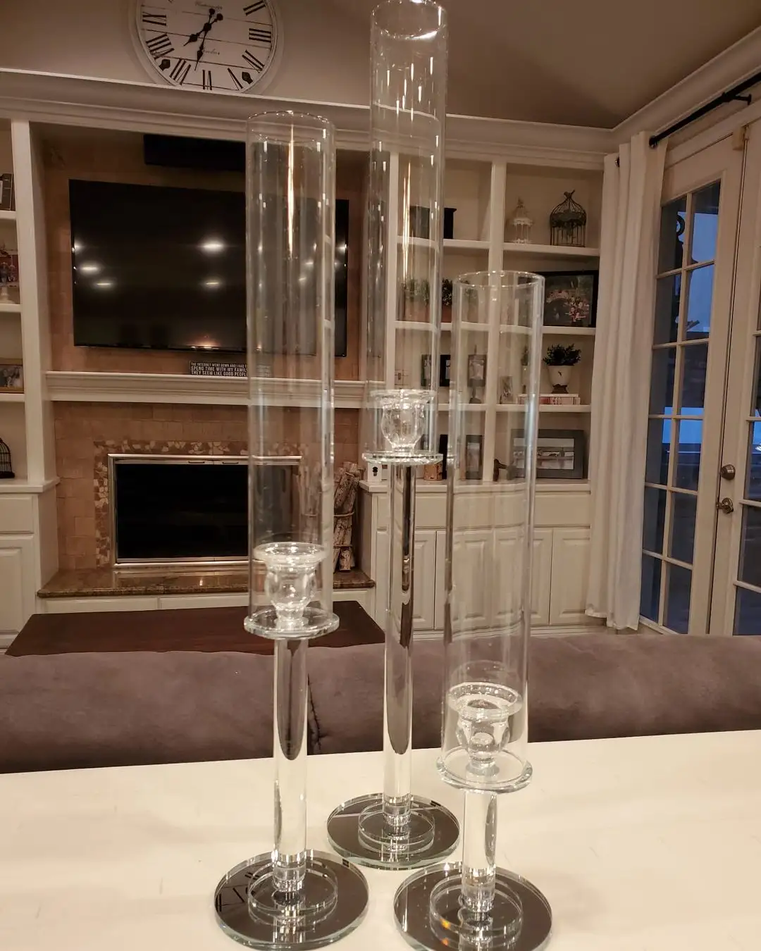 Candelabros de cristal de tubo de cristal para boda, nuevos centros de mesa, altos, para bodas