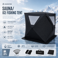 Tente de sauna Warmfire pour 6 personnes, design moderne carré, triple couche, imperméable, en tissu Oxford, pour toutes les saisons, avec poêle chauffant et fonctions automatiques