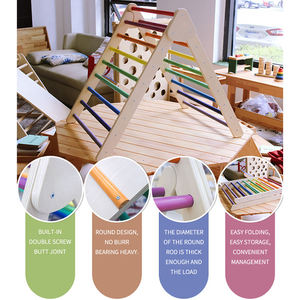 Triángulo de escalada plegable de madera Montessori, gimnasio Piklers para niños pequeños con rampa, arco oscilante, marco de escalada, juego de área de juego interior - Product Image 6