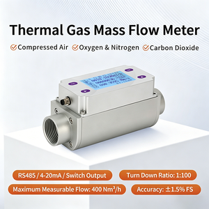 Débitmètre de masse de <span class=keywords><strong>gaz</strong></span> alimenté par DC24V, capteur de débit thermique anti-vibration RS485 Modbus RTU pour la mesure de l'air comprimé, du N2 et de l'O2 - Product Image 1