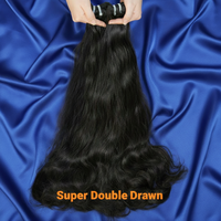 Extensions de cheveux naturels indiens bruts, ondulés, double épaisseur, non traités, alignés aux cuticules, vente en gros