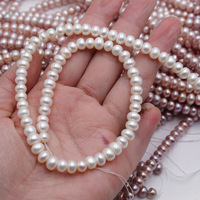 Perles de culture d'eau douce naturelles 100% naturelles, forme bouton, 7-8 mm, avec un lustre intense, qualité AAA, en vrac, pour la création de bijoux DIY