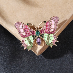 2024 nuevo esmalte barato colorido mariposa aleación broches Rosa Animal pines joyería mujer diamantes de imitación insecto vestido traje broche - Product Image 5