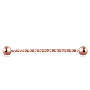 2023 barbell industriel torsadé personnalisé en acier inoxydable longues boucles d'oreilles double oreille piercing tige droite barre transversale ensemble - Product Image 5