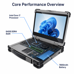 17.3 Inch Large Screen Rugged Laptop Intel Core i7 RTX Graphics Industrial Computer sunlight readable Multi-LAN Port Notebook - Product Image 4