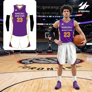 Ensemble d'uniformes de basketball unisexe pour adultes, séchage rapide, respirant, maillot et short réversibles, grandes tailles, kit d'équipe personnalisable avec nom/numéro, qualité supérieure - Product Image 1