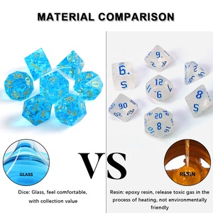 Dados DND poliédricos al por mayor, cristal agrietado artificial azul para juegos de mesa - Product Image 6