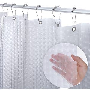 Doublure de douche 3D imperméable en PEVA, rideau de salle de bain semi-transparent avec œillets et crochets antirouille pour la maison et l'hôtel - Product Image 1