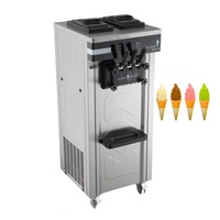 Machine à glace molle sur pied en acier inoxydable, trois saveurs, double bac