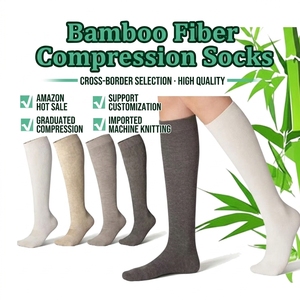 Chaussettes <span class=keywords><strong>de</strong></span> compression en fibre <span class=keywords><strong>de</strong></span> bambou 2026 pour femmes et hommes, hauteur genou, à compression graduée, pour la course, le jogging, le sport et la circulation sanguine - Product Image 1