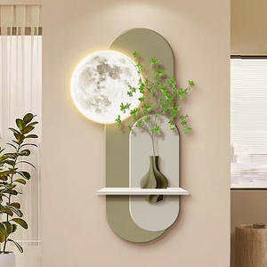 All'ingrosso moderno LED di lusso fatto a mano ingresso luna corridoio 3D parete verde solido piante colorate corridoio decorazione arenaria pittura - Product Image 2