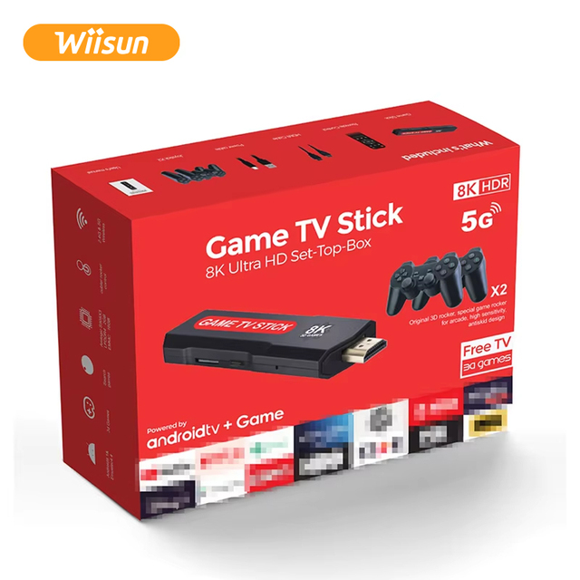 X2 Plus TV Video Game Console Dual System 64GB TV Box with Wireless Controller Amlogic S905L 1G+8G RAM Game Stick Retro Games