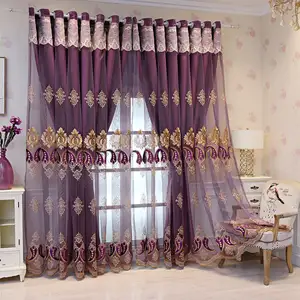 Latest Curtain Design Luxurious Hotel Embroidery Curtain for the Living Room With Valance