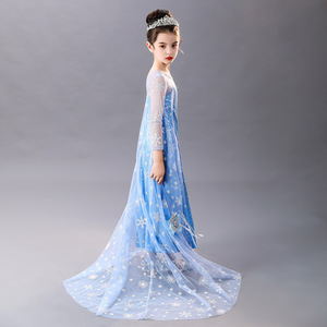 Costume Cosplay per bambini Elsa abito da ballo con paillettes impreziosito fiocco di neve abito da principessa per bambine - Product Image 4