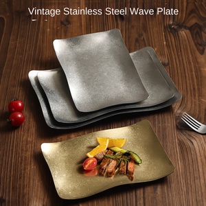 Modern Stainless Steel Rectangular Dish <strong>Plate</strong> <strong>Creative</strong> Golden Barbecue <strong>Plate</strong> for Party - Product Image 5