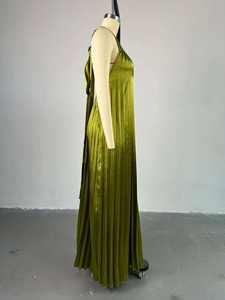 Nuevo Vestido de Fiesta Maxi para Mujer, con Cuello Halter, Espalda Descubierta, Escote en V, Plisado, Sin Mangas y Dobladillo Oversize, a la Moda - Product Image 4