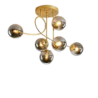 Lampe suspendue LED à hauteur réglable, style nordique créatif, boule magique, design géométrique, salle à manger, verre fumé gris, luminaire suspendu de luxe