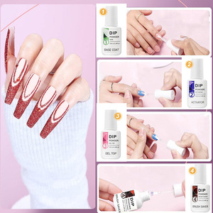 Lot de 4 pièces : Base Coat/Top Coat/Activateur/Protège-pinceaux pour Manucure, Gel Polish Séchage Rapide 10ml, Poudre à Tremper Naturelle - Product Image 5