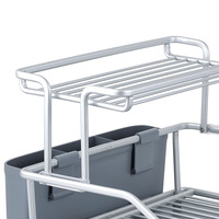 Égouttoir à vaisselle multifonctionnel en aluminium à double niveau pour comptoir, réglable pour assiettes, bols et tasses