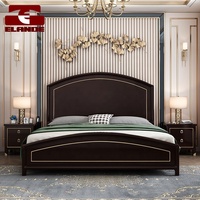 Lit en bois massif de style européen personnalisé, meuble de chambre à coucher, lit double sculpté simple, haute boîte de rangement