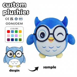 Peluche hibou brodée sur mesure, rembourrée en coton PP, cadeau d'anniversaire, faible MOQ, OEM ODM, animal en peluche - Product Image 1