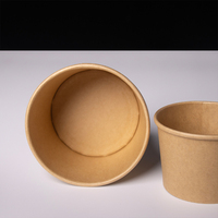Contenants alimentaires jetables écologiques en papier kraft, bols à nouilles, gobelets à soupe chaude avec couvercle plat en papier