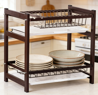 Escurridor de Platos Moderno de 2 Niveles, Metálico, Ecológico, Multifuncional, Mueble para el Hogar